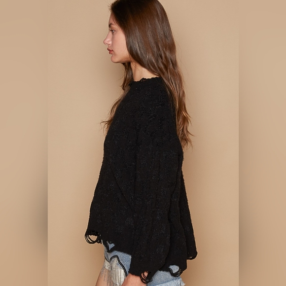 POL Cable Knit Cutout Long Sleeve Sweater - Picture 2 of 4